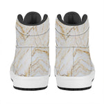 White Brown Grunge Marble Print High Top Leather Sneakers