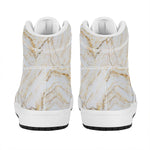 White Brown Grunge Marble Print High Top Leather Sneakers