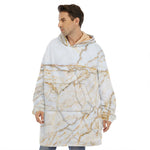 White Brown Grunge Marble Print Hoodie Blanket
