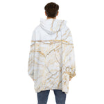 White Brown Grunge Marble Print Hoodie Blanket