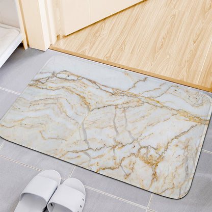 White Brown Grunge Marble Print Indoor Door Mat