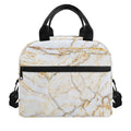 White Brown Grunge Marble Print Insulated Lunch Bag
