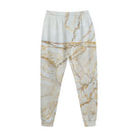 White Brown Grunge Marble Print Jogger Pants