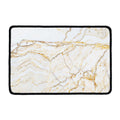 White Brown Grunge Marble Print Kitchen Mat