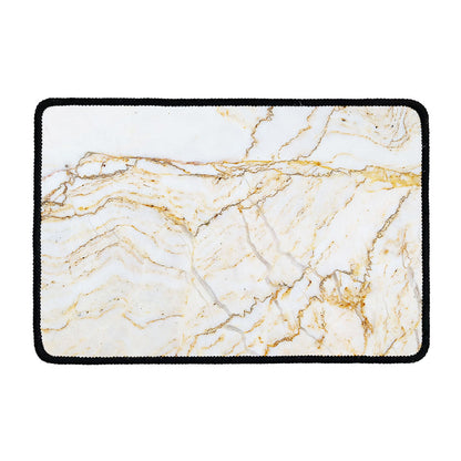 White Brown Grunge Marble Print Kitchen Mat