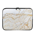 White Brown Grunge Marble Print Laptop Sleeve