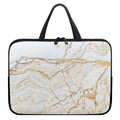 White Brown Grunge Marble Print Laptop Sleeve With Handle