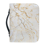 White Brown Grunge Marble Print Leather Bible Cover