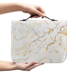 White Brown Grunge Marble Print Leather Bible Cover