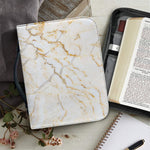 White Brown Grunge Marble Print Leather Bible Cover