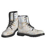 White Brown Grunge Marble Print Backpack