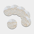 White Brown Grunge Marble Print Leather Coaster Set
