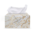 White Brown Grunge Marble Print Leather Tissue Box Cover