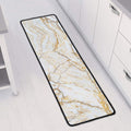 White Brown Grunge Marble Print Long Kitchen Mat