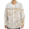 White Brown Grunge Marble Print Long Sleeve Baseball Jersey