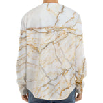 White Brown Grunge Marble Print Long Sleeve Baseball Jersey