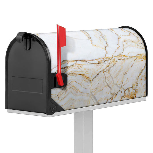 White Brown Grunge Marble Print Mailbox Cover