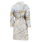 White Brown Grunge Marble Print Men's Bathrobe