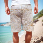 White Brown Grunge Marble Print Men's Cargo Shorts