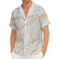 White Brown Grunge Marble Print Men's Deep V-Neck Shirt
