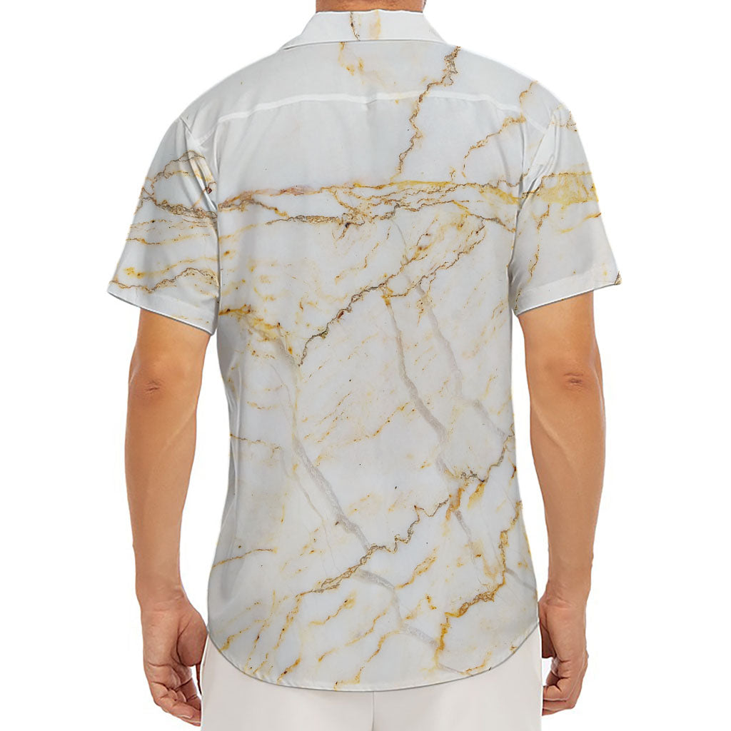 White Brown Grunge Marble Print Men's Deep V-Neck Shirt