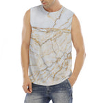 White Brown Grunge Marble Print Men's Fitness Tank Top