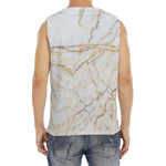 White Brown Grunge Marble Print Men's Fitness Tank Top