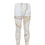 White Brown Grunge Marble Print Men's leggings