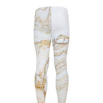 White Brown Grunge Marble Print Men's leggings