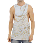 White Brown Grunge Marble Print Men's Muscle Tank Top