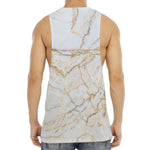 White Brown Grunge Marble Print Men's Muscle Tank Top