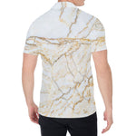 White Brown Grunge Marble Print Men's Shirt