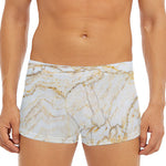 White Brown Grunge Marble Print Men's Short Boxer Briefs