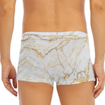 White Brown Grunge Marble Print Men's Short Boxer Briefs