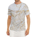 White Brown Grunge Marble Print Men's Short Sleeve Rash Guard