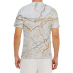 White Brown Grunge Marble Print Men's Short Sleeve Rash Guard