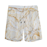 White Brown Grunge Marble Print Men's Sports Shorts