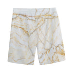 White Brown Grunge Marble Print Men's Sports Shorts