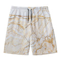 White Brown Grunge Marble Print Men's Swim Trunks