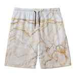 White Brown Grunge Marble Print Men's Swim Trunks