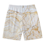 White Brown Grunge Marble Print Men's Swim Trunks