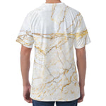 White Brown Grunge Marble Print Men's Velvet T-Shirt