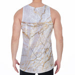White Brown Grunge Marble Print Men's Velvet Tank Top
