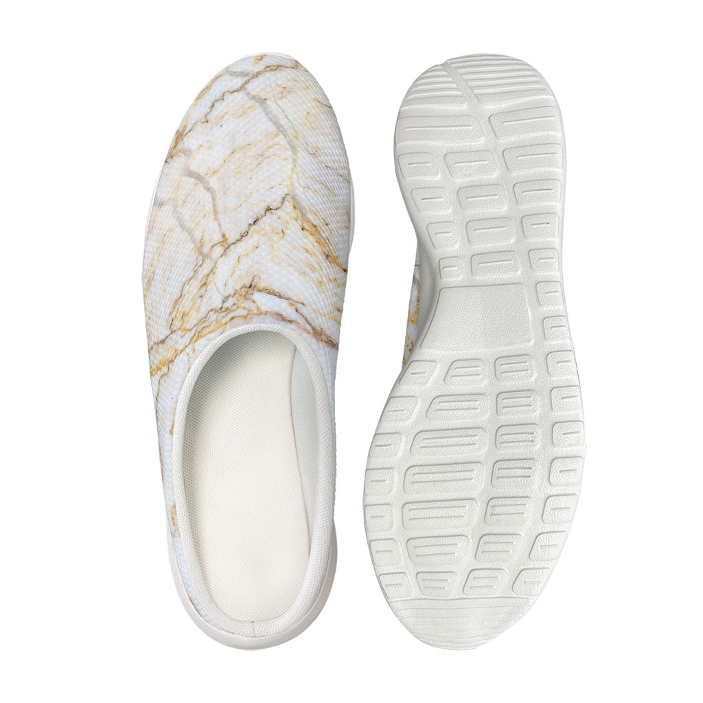 White Brown Grunge Marble Print Mesh Casual Shoes