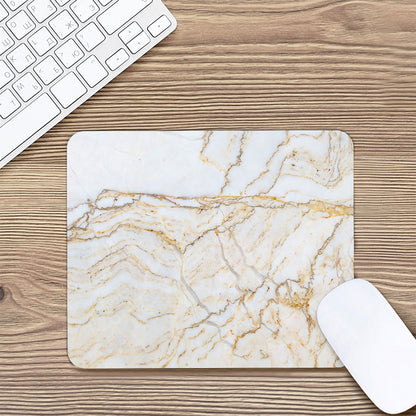 White Brown Grunge Marble Print Mouse Pad