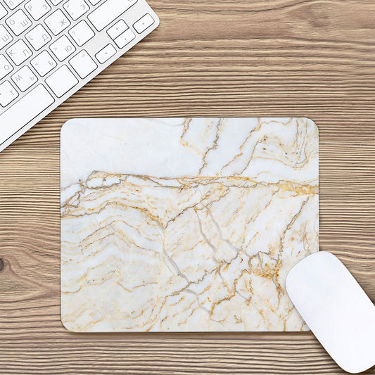 White Brown Grunge Marble Print Mouse Pad