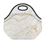 White Brown Grunge Marble Print Neoprene Lunch Bag
