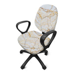 White Brown Grunge Marble Print Office Chair Cover