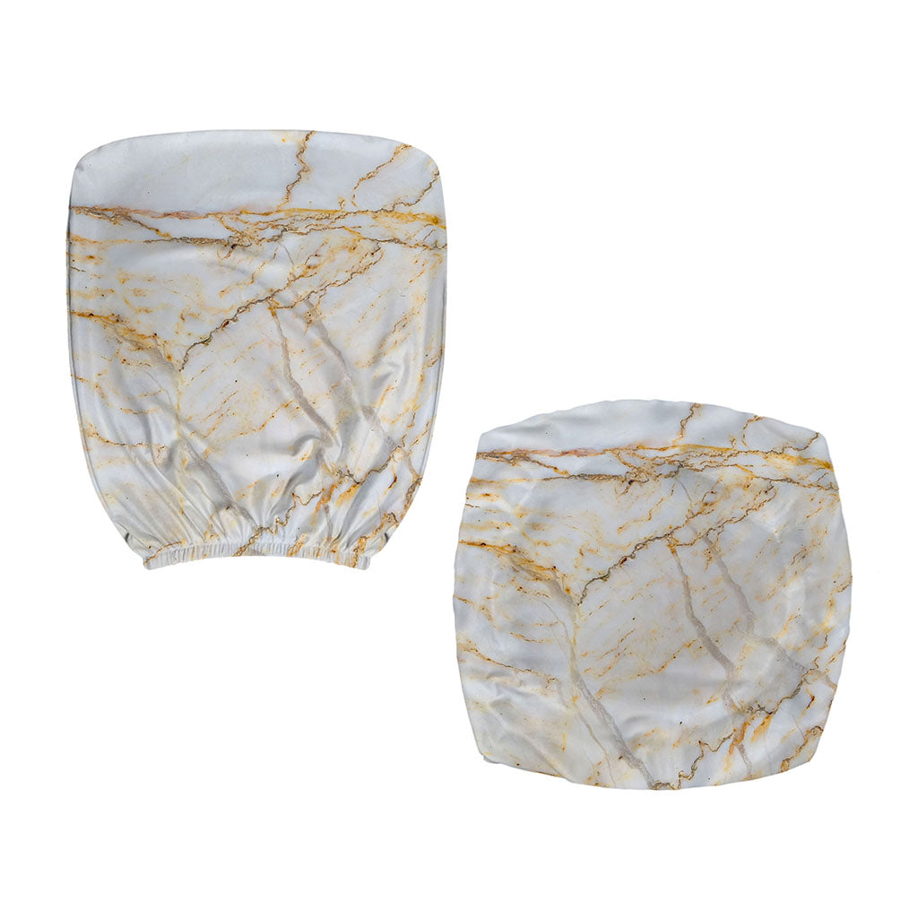 White Brown Grunge Marble Print Office Chair Cover