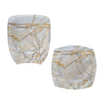 White Brown Grunge Marble Print Office Chair Cover